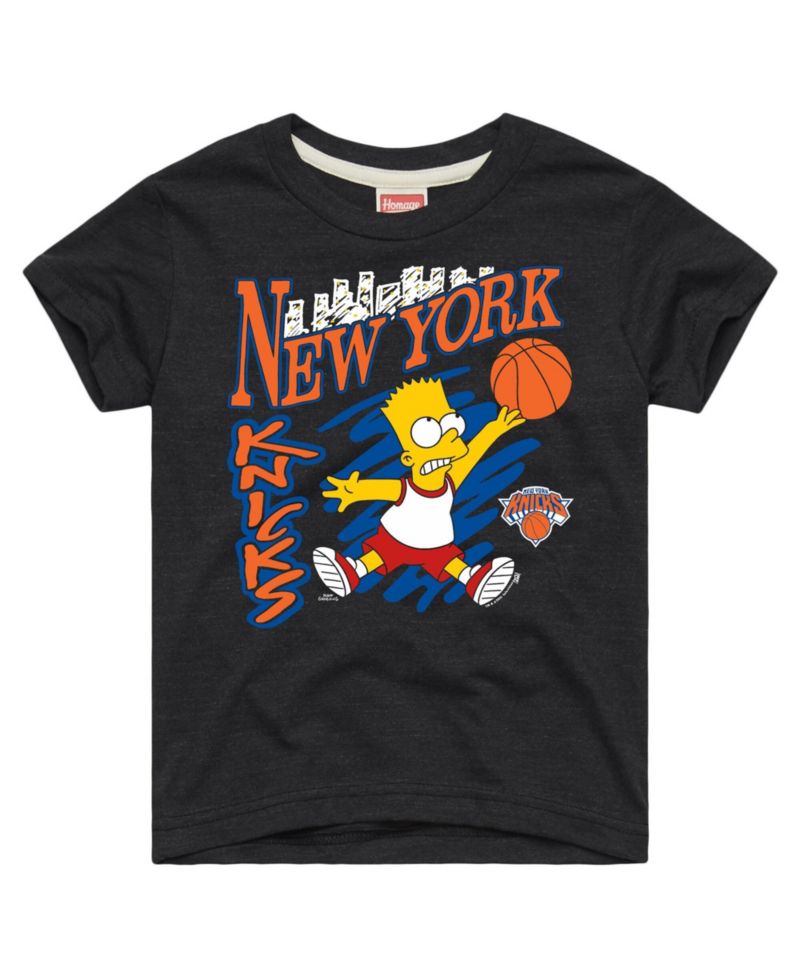 Big Boys and Girls Charcoal New York Knicks x The Simpsons Bart Tri-Blend T-Shirt