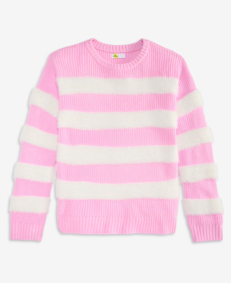 Girls' XS-XL Crewneck Stripe Sweater