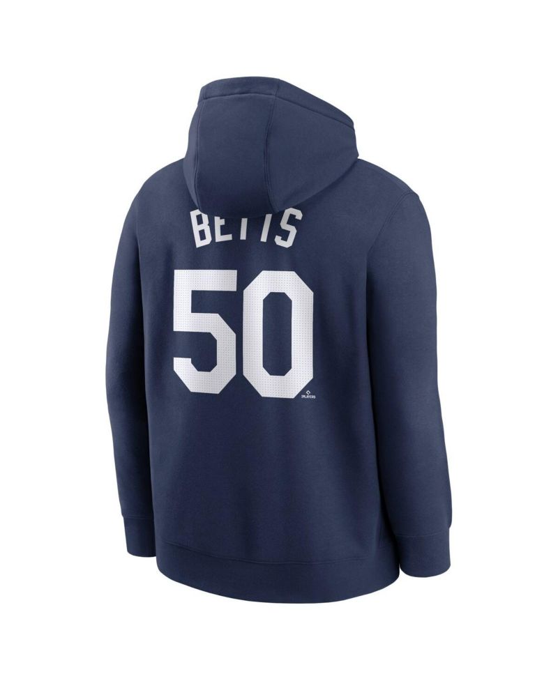 Men's Mookie Betts Navy Los Angeles Dodgers Player Name & Number Club Pullover Hoodie