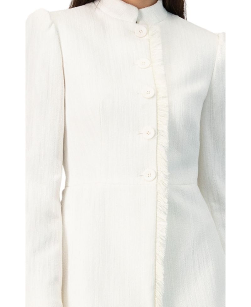 Women's Buttoned Blazer with Fringe Detail