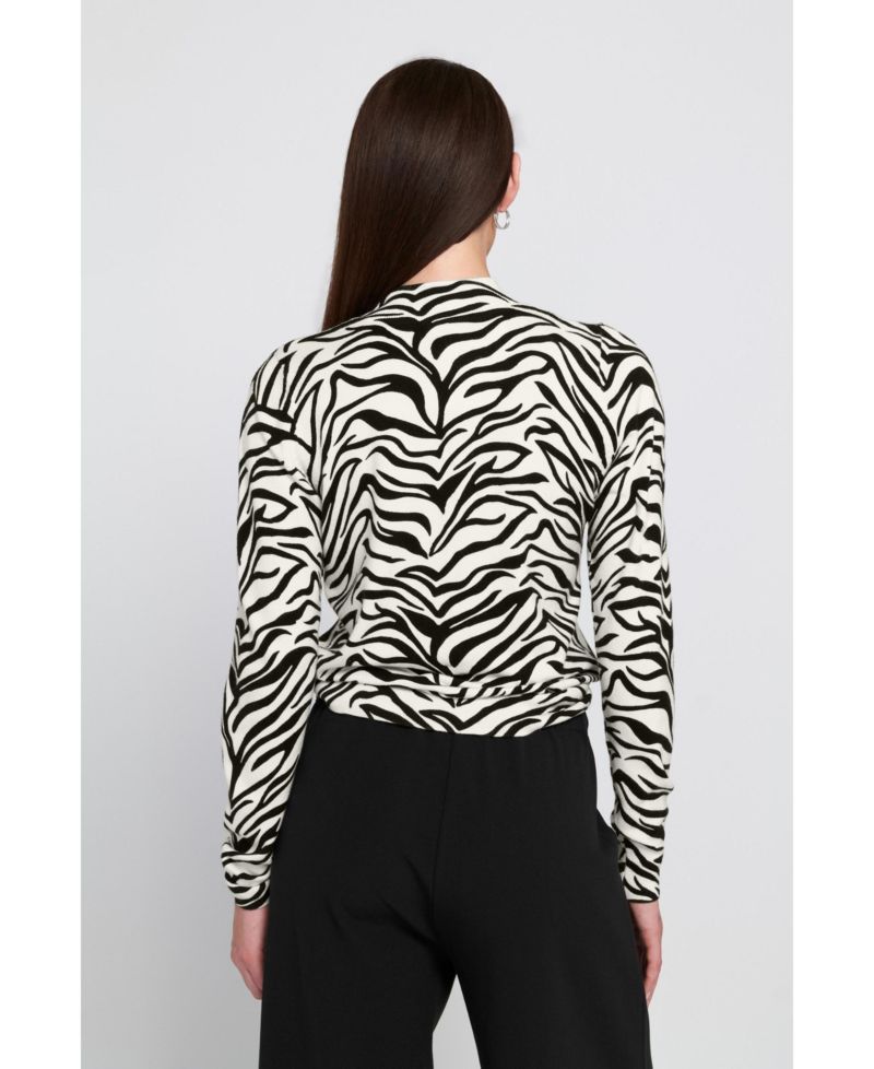 Women's Zebra Printed Feather Weight Top Animal Print Sweater