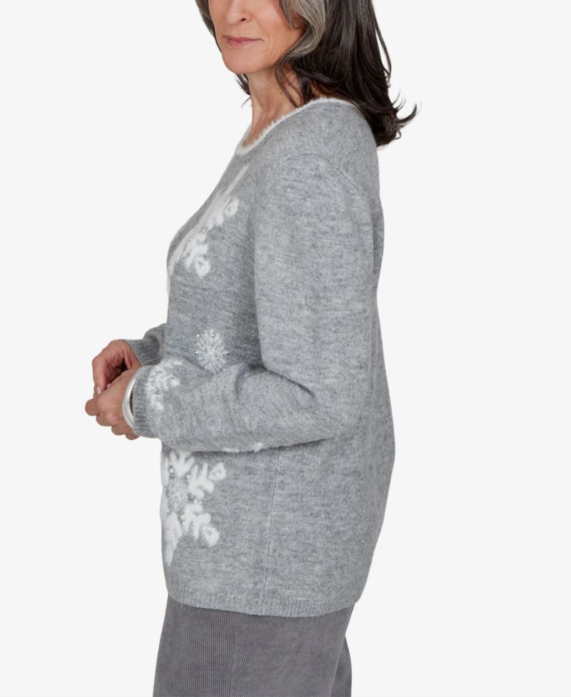 Petite Snowflake Long-Sleeve Crewneck Sweater