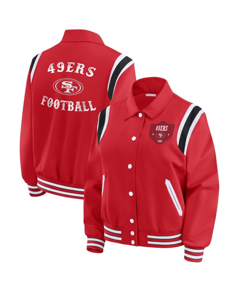 Women's Scarlet San Francisco 49ers Varsity Lightweight Full-Snap Jacket