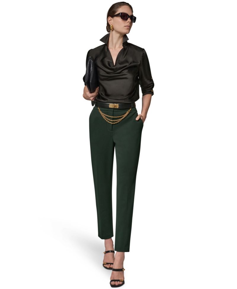 Petite Satin Back Crepe Long-Sleeve Top
