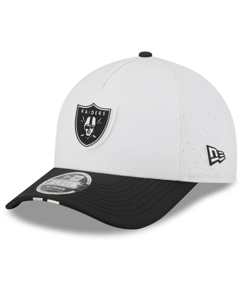 Men's White/Black Las Vegas Raiders 2025 NFL Training Camp A-Frame 9FORTY Adjustable Hat
