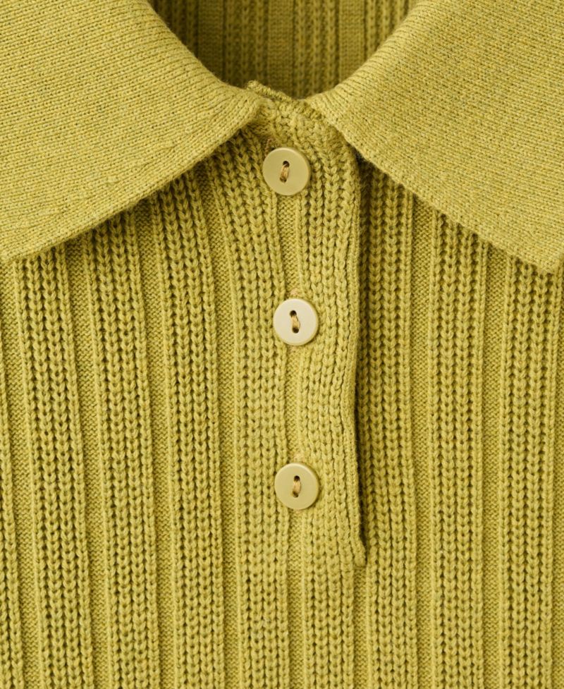 Women's Polo-Neck Ribbed Sweater
