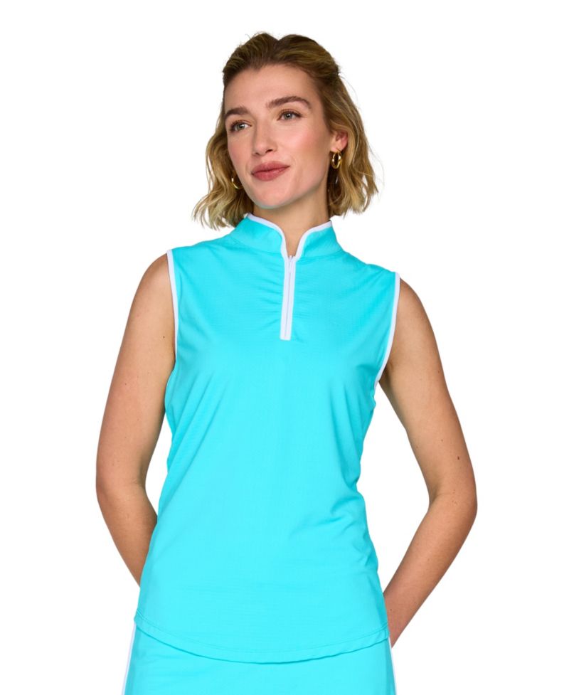 Women's Tee It Up Mock Neck Piping Sleeveless Tank
