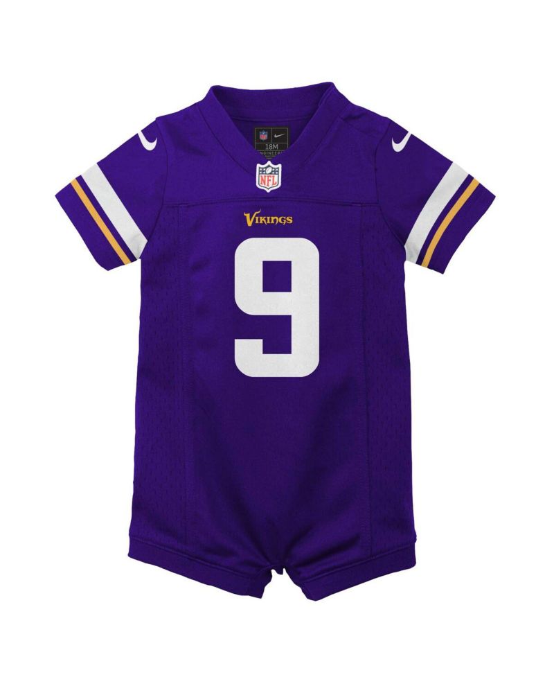 Baby Boys and Girls J. J. McCarthy Purple Minnesota Vikings Romper Game Jersey