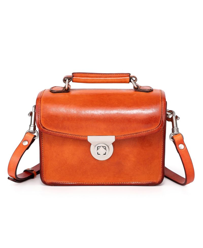 Laurel Mini Leather Convertible Pushlock Crossbody Bag