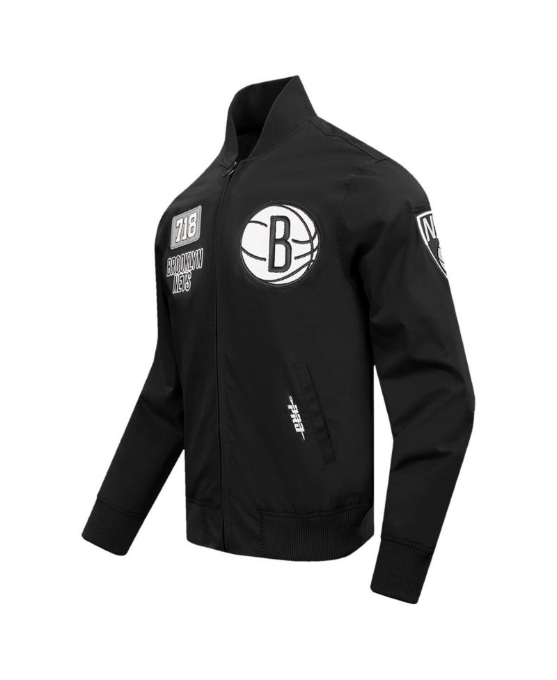 Men's Black Brooklyn Nets Area Code Twill Full-Zip Jacket