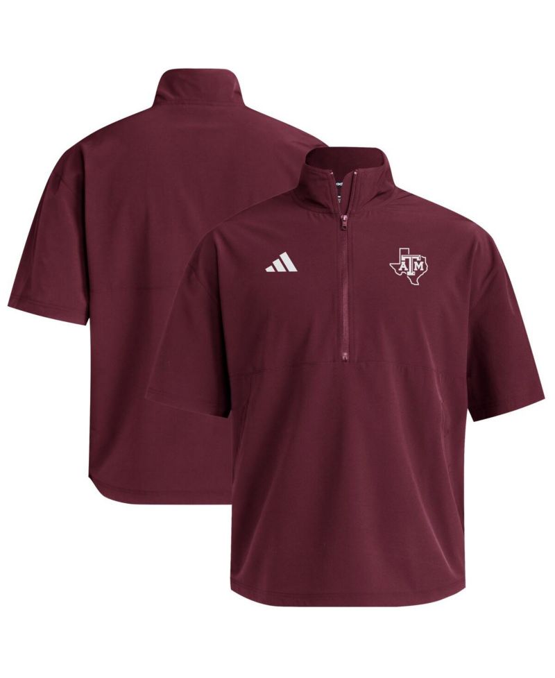 Men's Maroon Texas A&M Aggies Woven Quarter-Zip Short Sleeve Pullover Sweatshirt