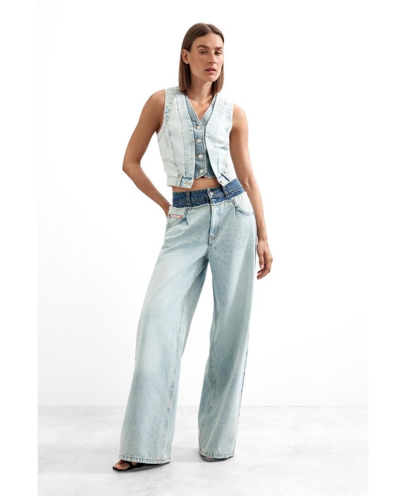 Women's Denim V-Neck Sleeveless Vest