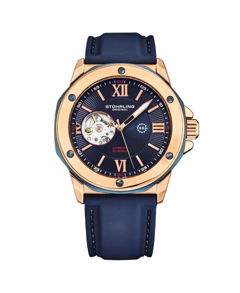 Edwardian 4018 Men s Automatic Skeleton Watch - 44mm Stainless Steel Case, Skeleton Dial, Silicone Strap