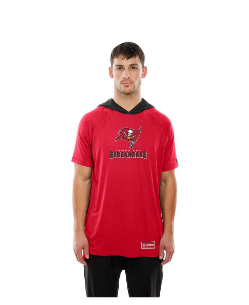 Men's Red Tampa Bay Buccaneers Combine Authentic Hooded Raglan Short-Sleeve T-Shirt