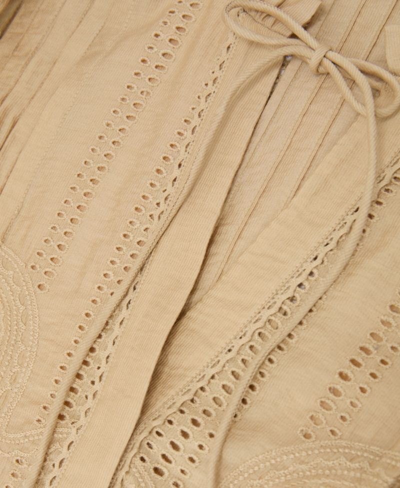 Women's Broderie Anglaise Tie-Neck Blouse