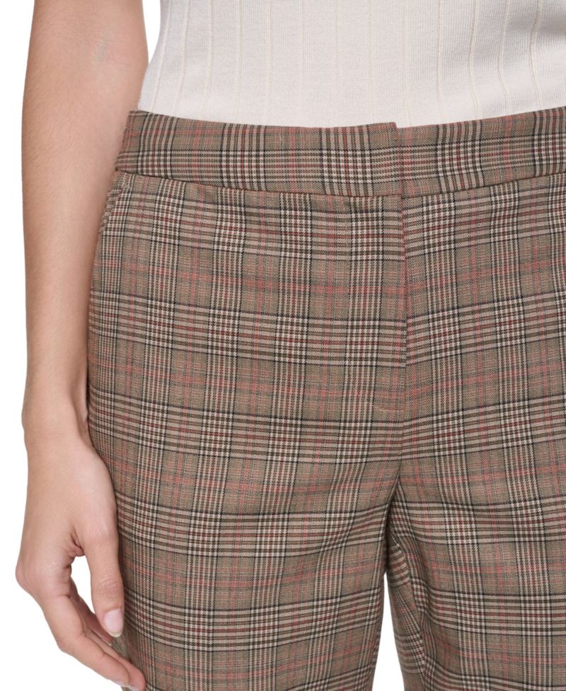 Women's Plaid Mid-Rise Ankle Pants