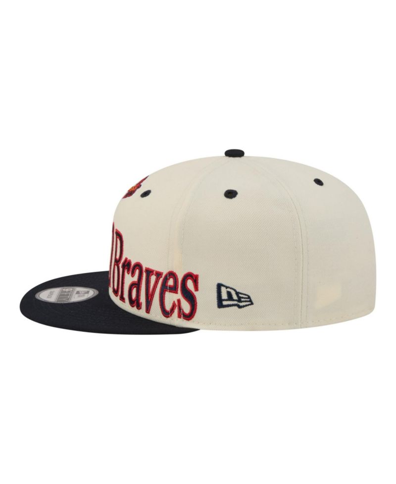 Men's Cream Atlanta Braves Oversized Slogan 9FIFTY Snapback Hat