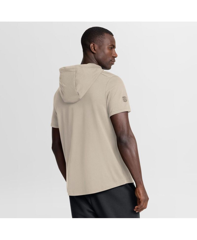 Men's Tan Vegas Golden Knights Authentic Pro Road Short Sleeve Hoodie