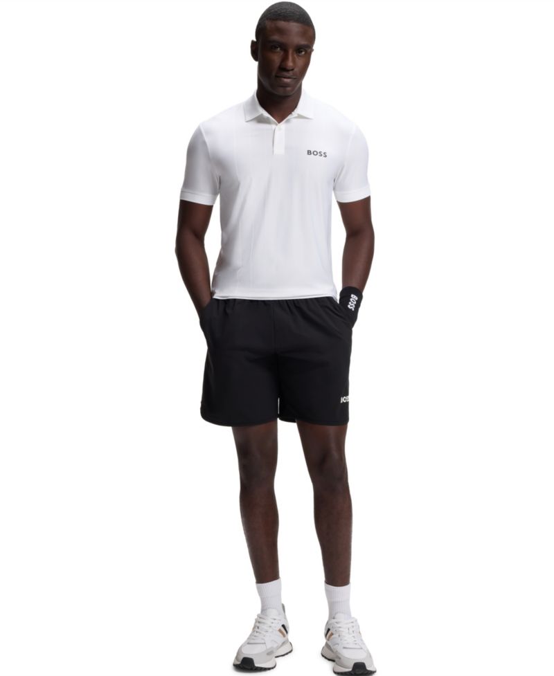 Men's Four-Way Stretch Stripe-Jersey Slim-Fit Polo Shirt