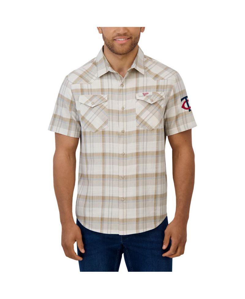 Men's Gray Minnesota Twins Plaid Full-Snap Shirt