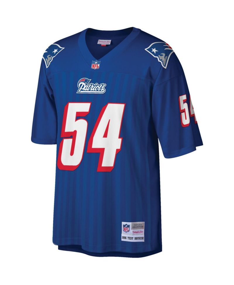 Men's Tedy Bruschi Royal New England Patriots Big and Tall 1996 Retired Player Replica Jersey