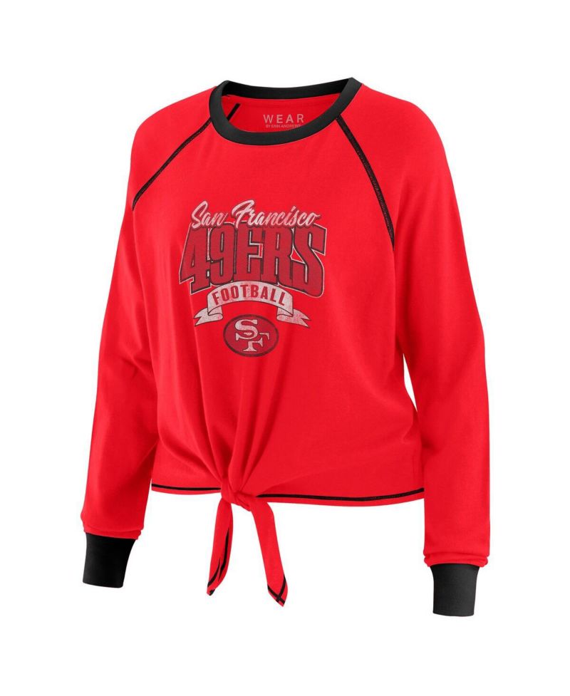 Women's Scarlet/Black San Francisco 49ers Tie-Front Long Sleeve Top