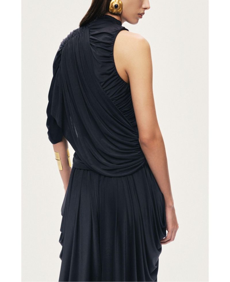 Women's Asymmetric Draped Blouse