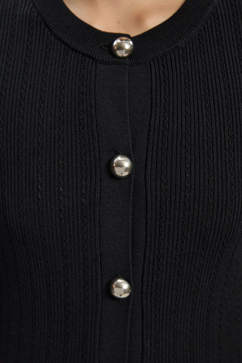 Women's Dome Button Longline Knitted Cardi