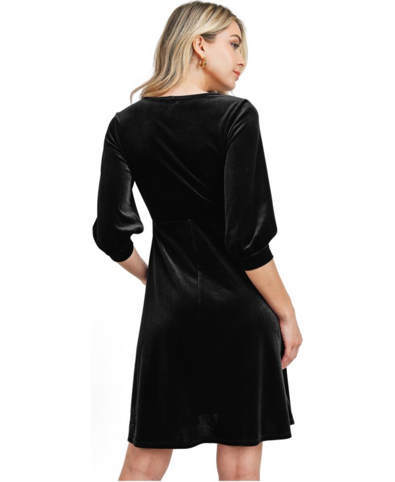 Women's Velvet V Neck Wrap Nursing Dress