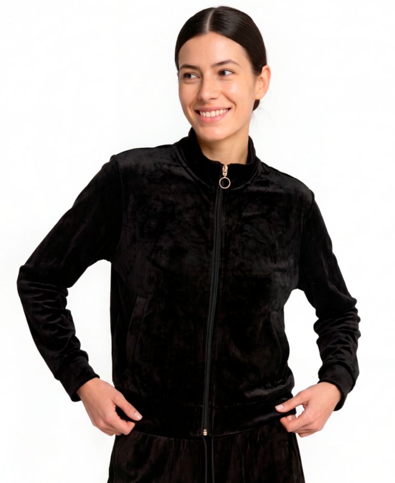 Women's Ess Elevated Full-Zip Velour Stand Collar Jacket