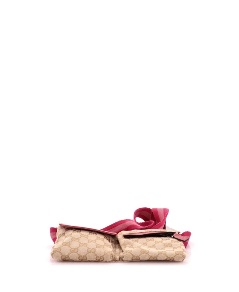 Small Vintage Double Belt Bag GG Canvas with Leather