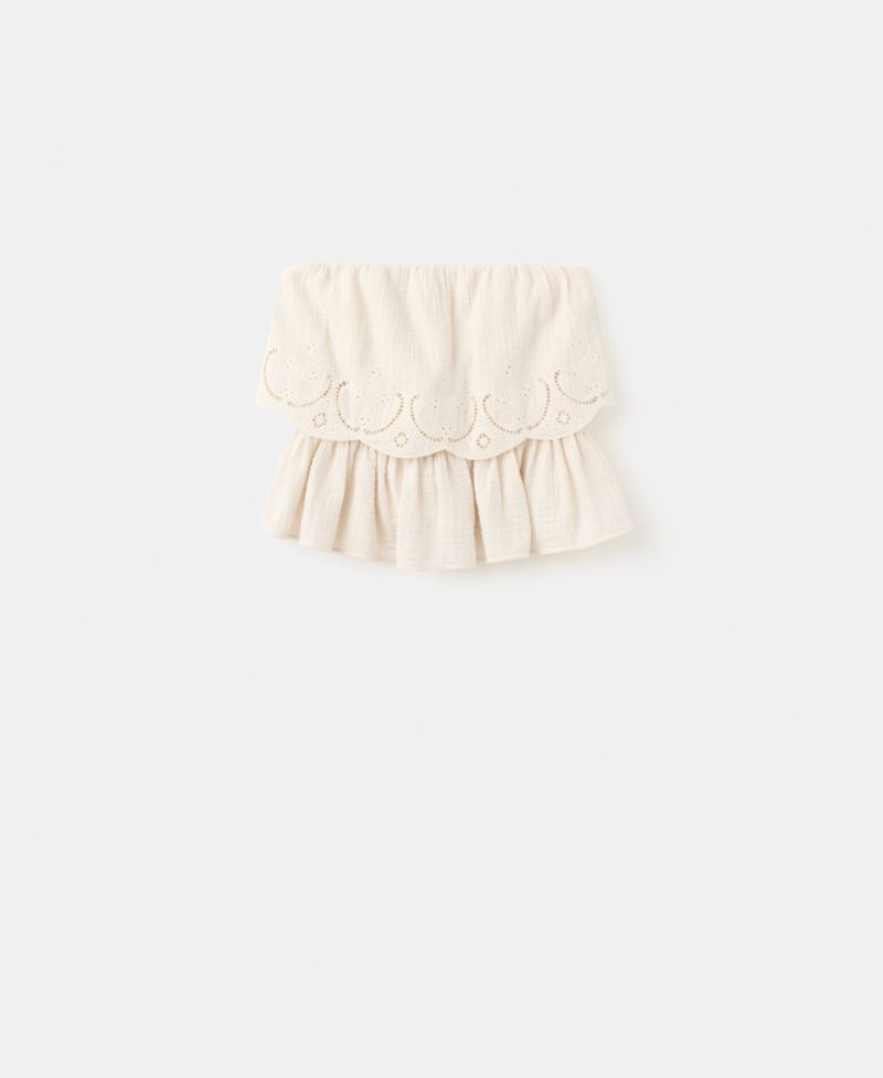 Women's Embroidered Details Crinkled Top