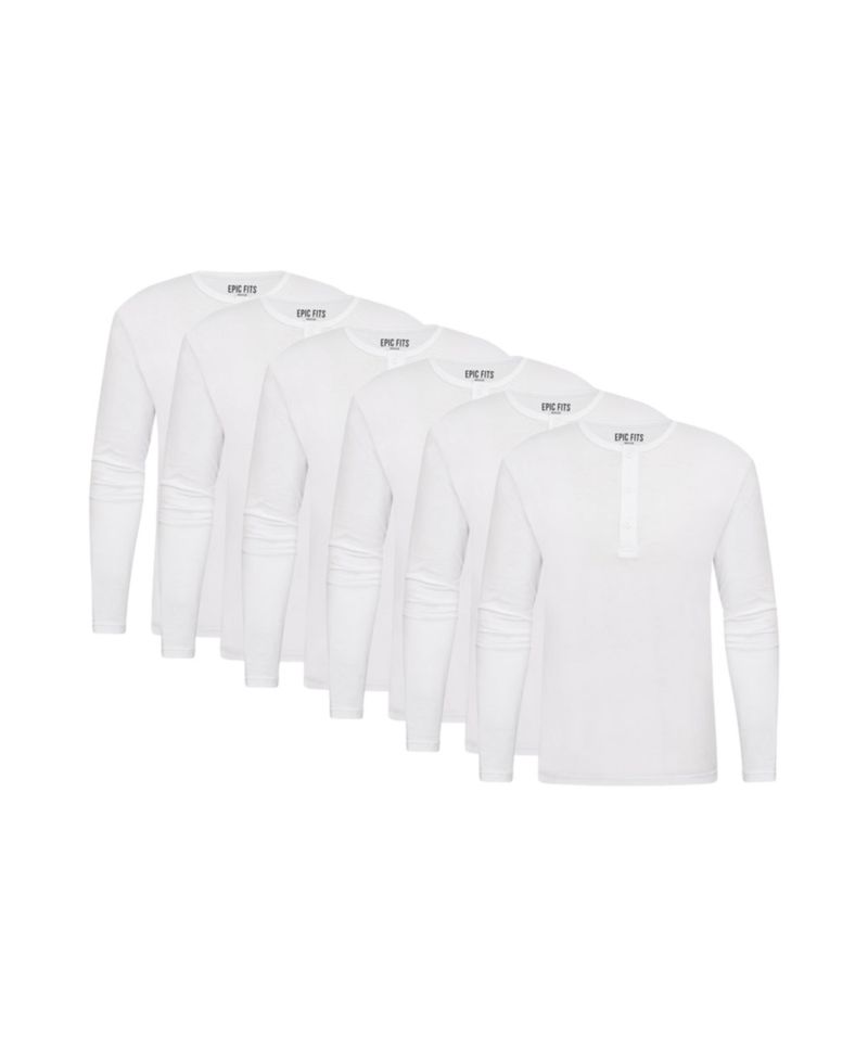 Men's Long Sleeve Henley, 6-Pack