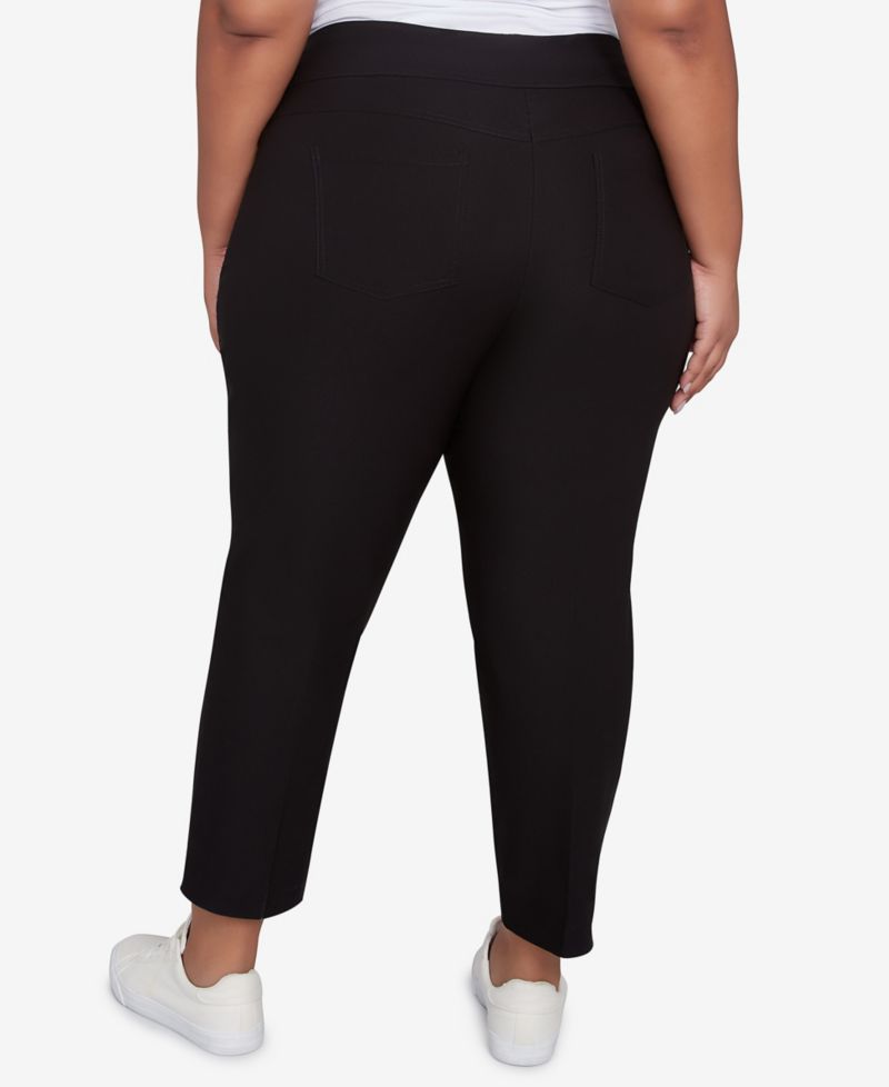 Plus Size Silk Tech Pull-On Ankle Straight-Leg Pants