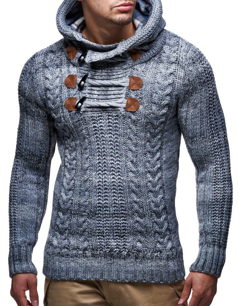Men s Knitted Pullover | Long-sleeved slim fit hoodie | Basic winter hoodie-sweater for Men