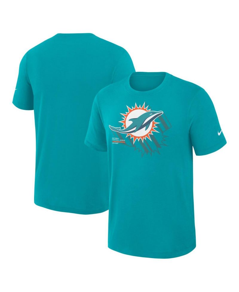 Men's Aqua Miami Dolphins Left End Run Slub Performance T-Shirt