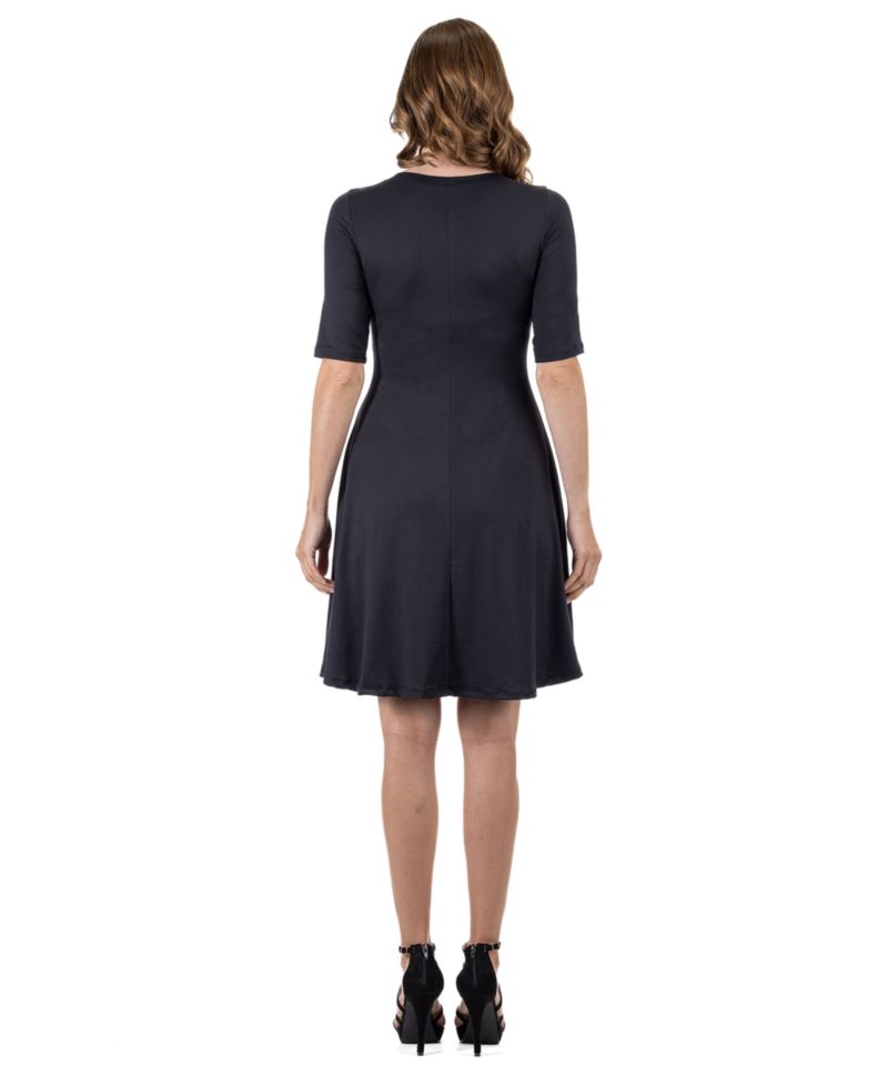 24seven Comfort Petite Apparel A Line Knee Length Dress Elbow Length Sleeves