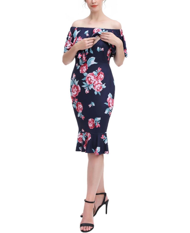 Women's Floral Print Nursing Mermaid Dress