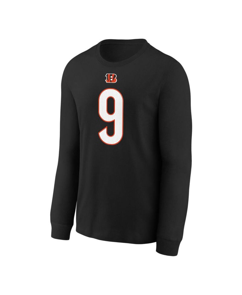 Big Boys and Girls Joe Burrow Black Cincinnati Bengals Player Name & Number Long Sleeve T-Shirt