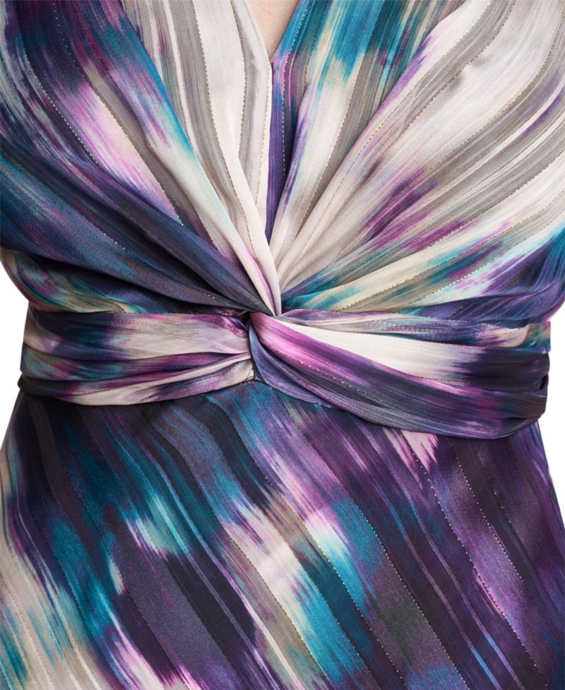 Women's Sleeveless V-Neck Knot-Front A-Line Midi Dress