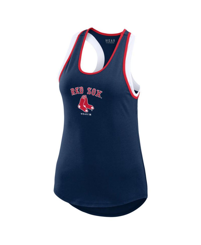 Women's Navy Boston Red Sox Color Block Racerback Tank Top