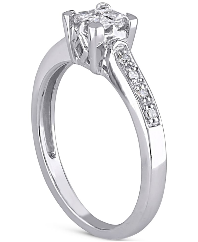 Diamond Princess Quad Cluster Engagement Ring (1/4 ct. t.w.) in 14k White Gold