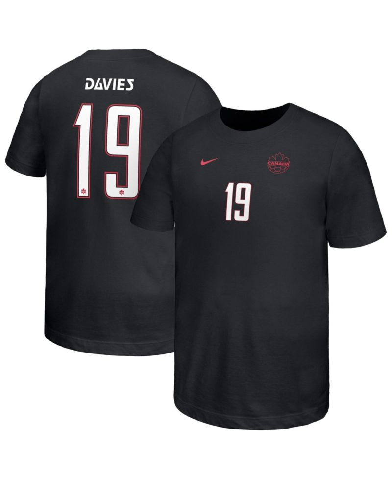 Big Boys and Girls Alphonso Davies Black Canada Soccer Away Player Name & Number T-Shirt