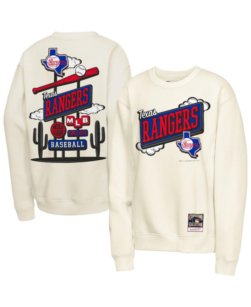 Big Boys and Girls Natural Texas Rangers Retro Billboard Sweatshirt