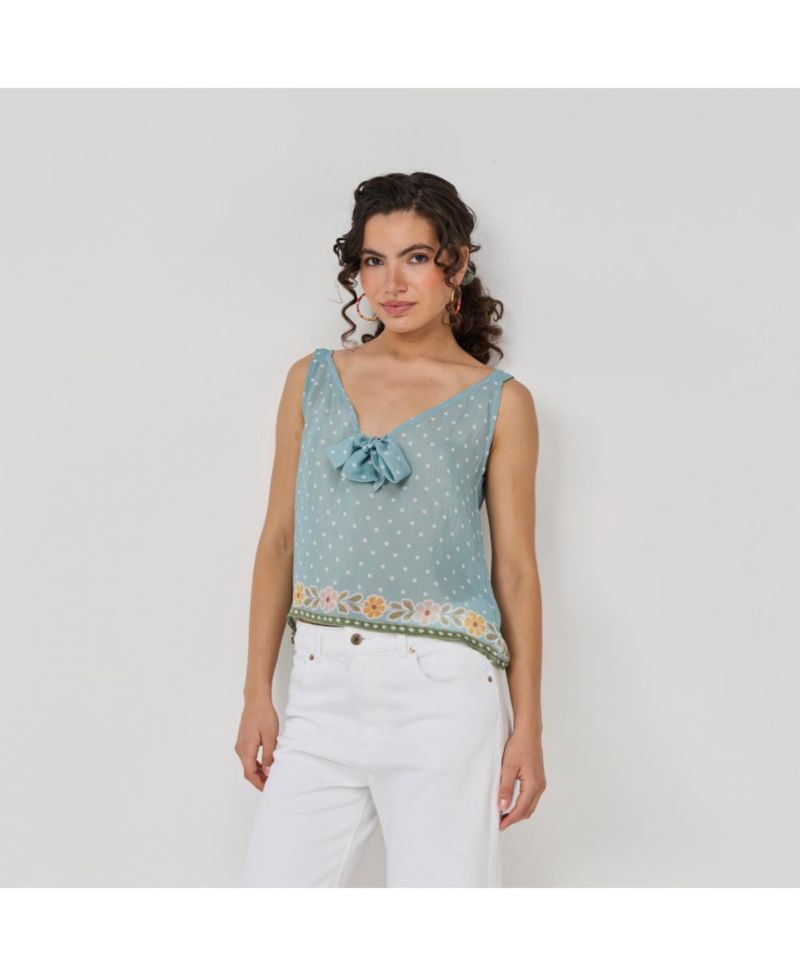 Women's Bow Bemberg Tie Cami Top