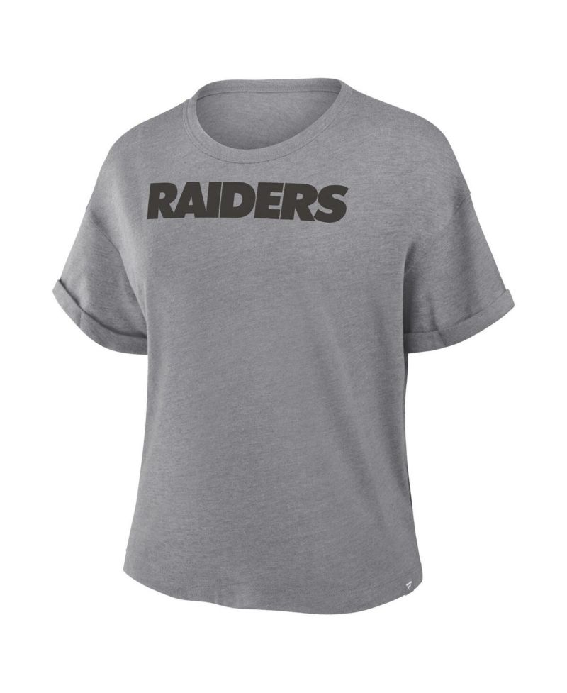 Women's Heather Gray Las Vegas Raiders Swing Pass Tri-Blend Boxy T-Shirt