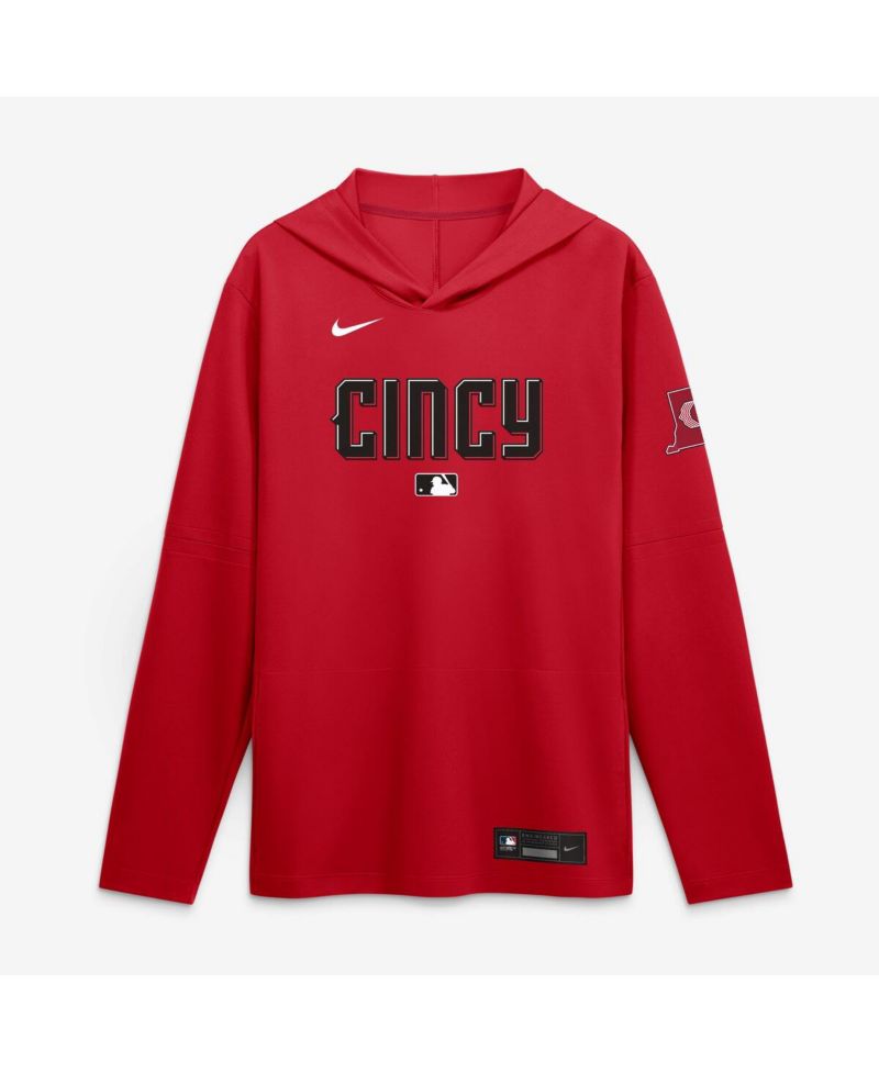 Men's Red Cincinnati Reds 2026 City Connect Dri-FIT Long Sleeve Hooded T-Shirt