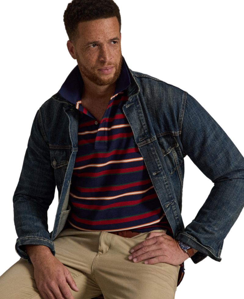 Men's Big & Tall Striped Mesh Polo Shirt