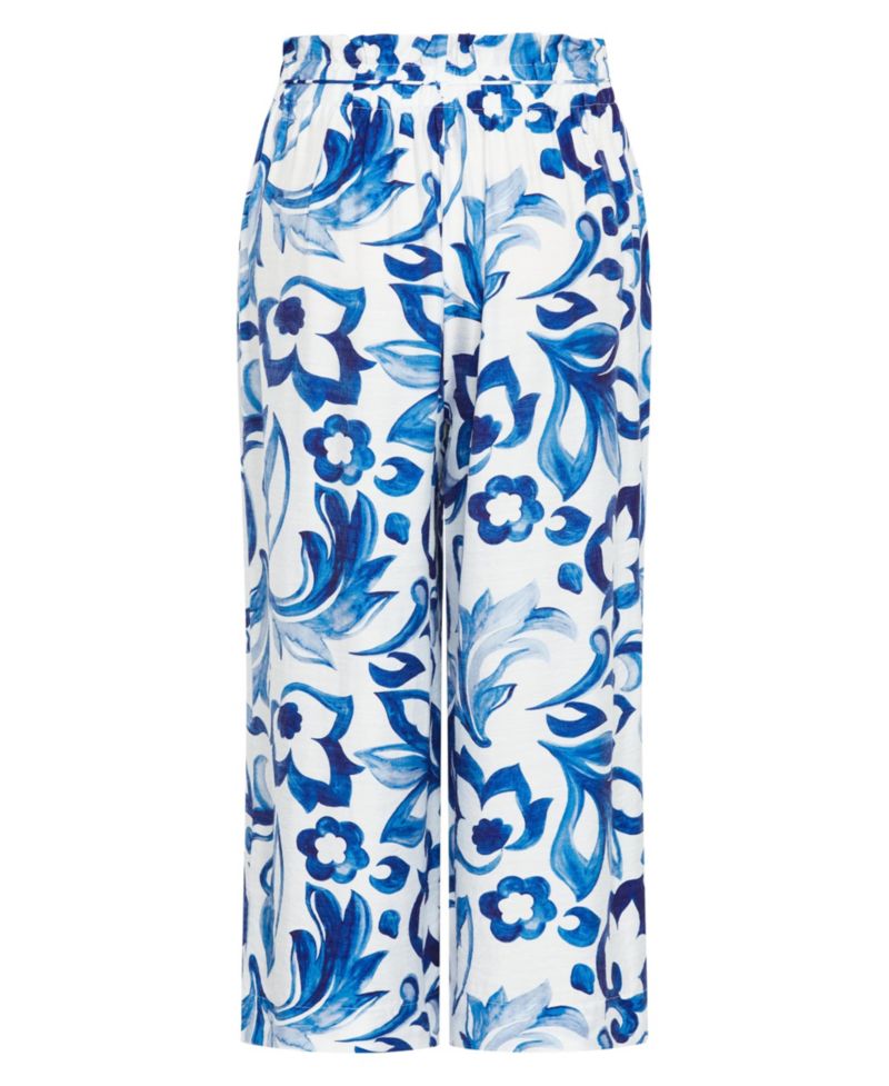 Plus Size Resort Print High-Rise Wide-Leg Pants