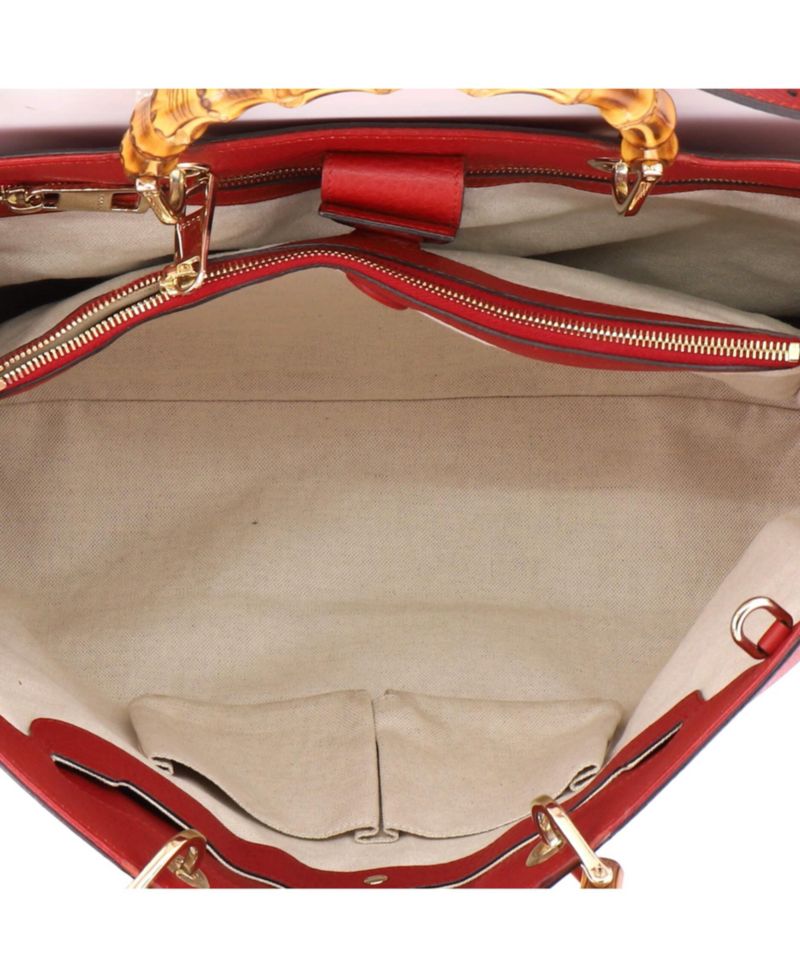 Large Bamboo Shopper Tote Leather